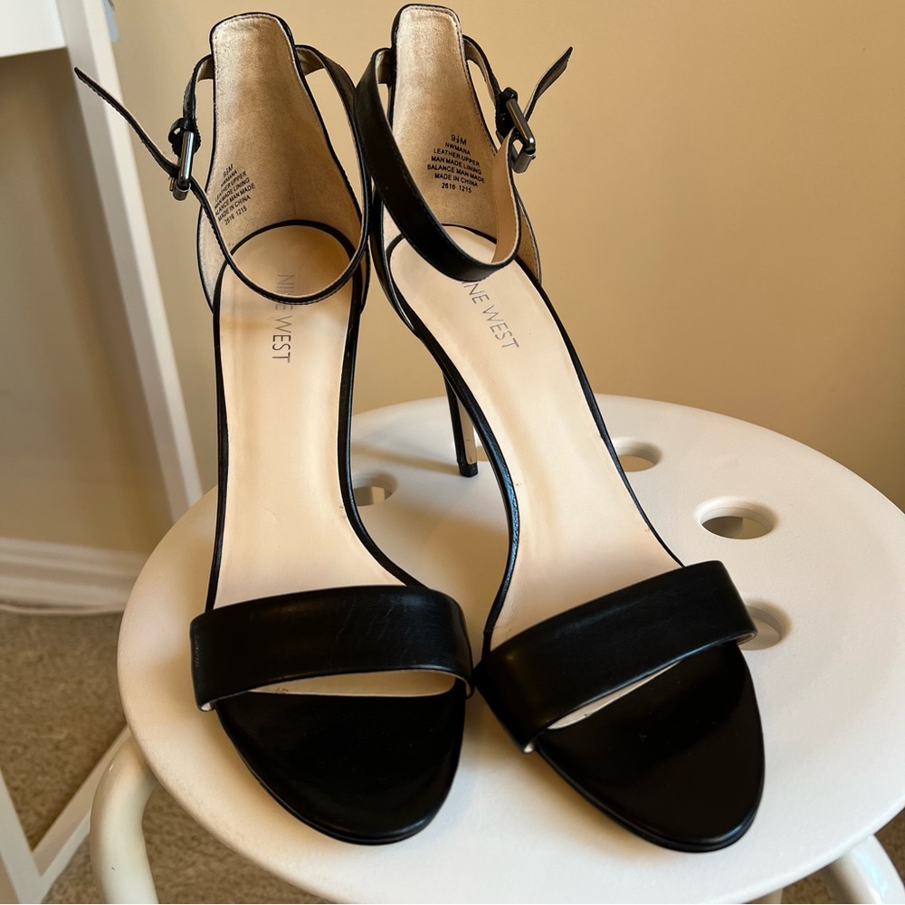 Nine West Black Strappy Heels